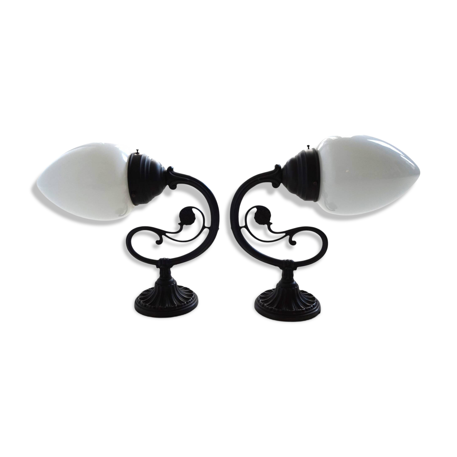 Set of 2 Art Nouveau Brass Wall Lights