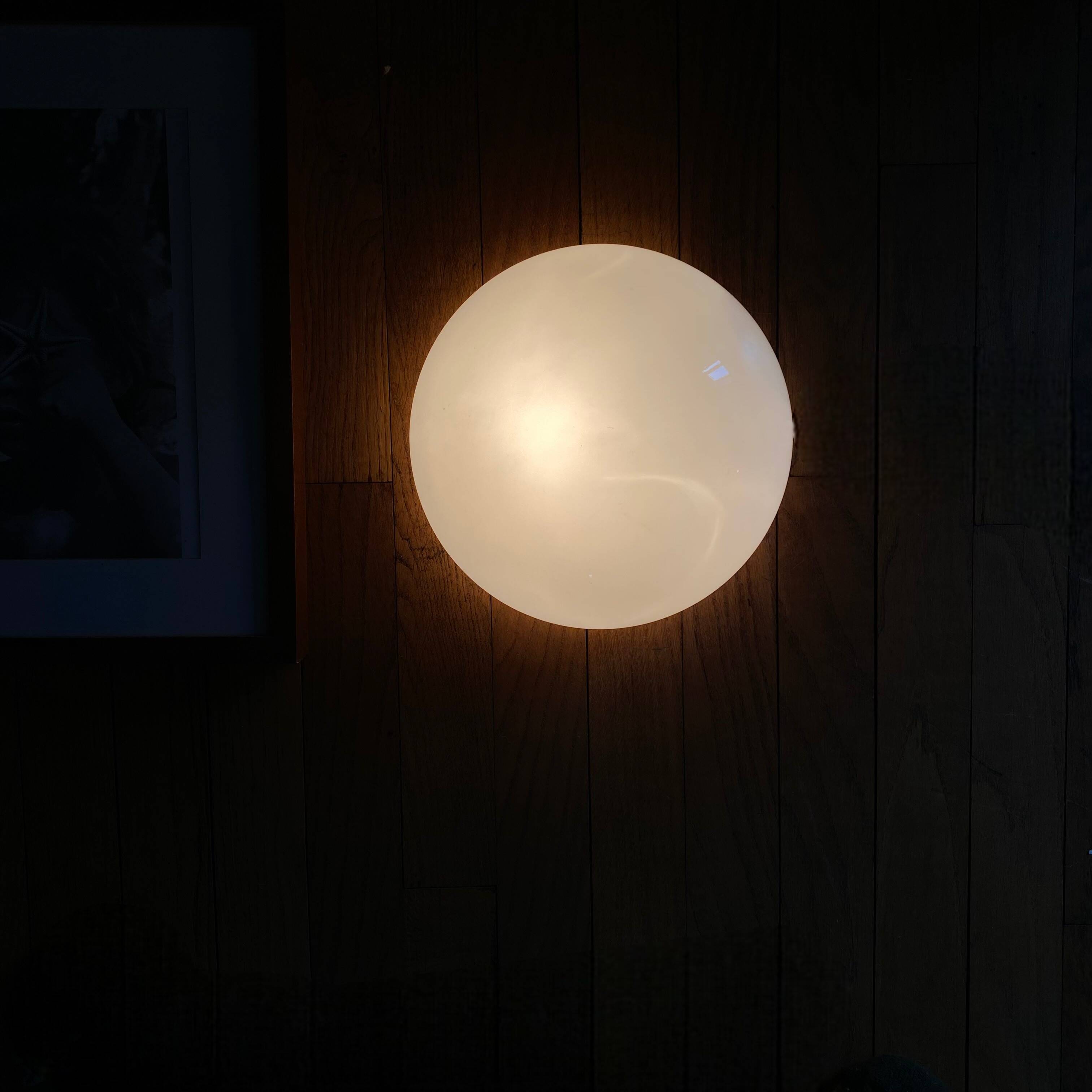 Opaline wall light, vintage ceiling fixture, half-spherical half-moon, 25 cm.
