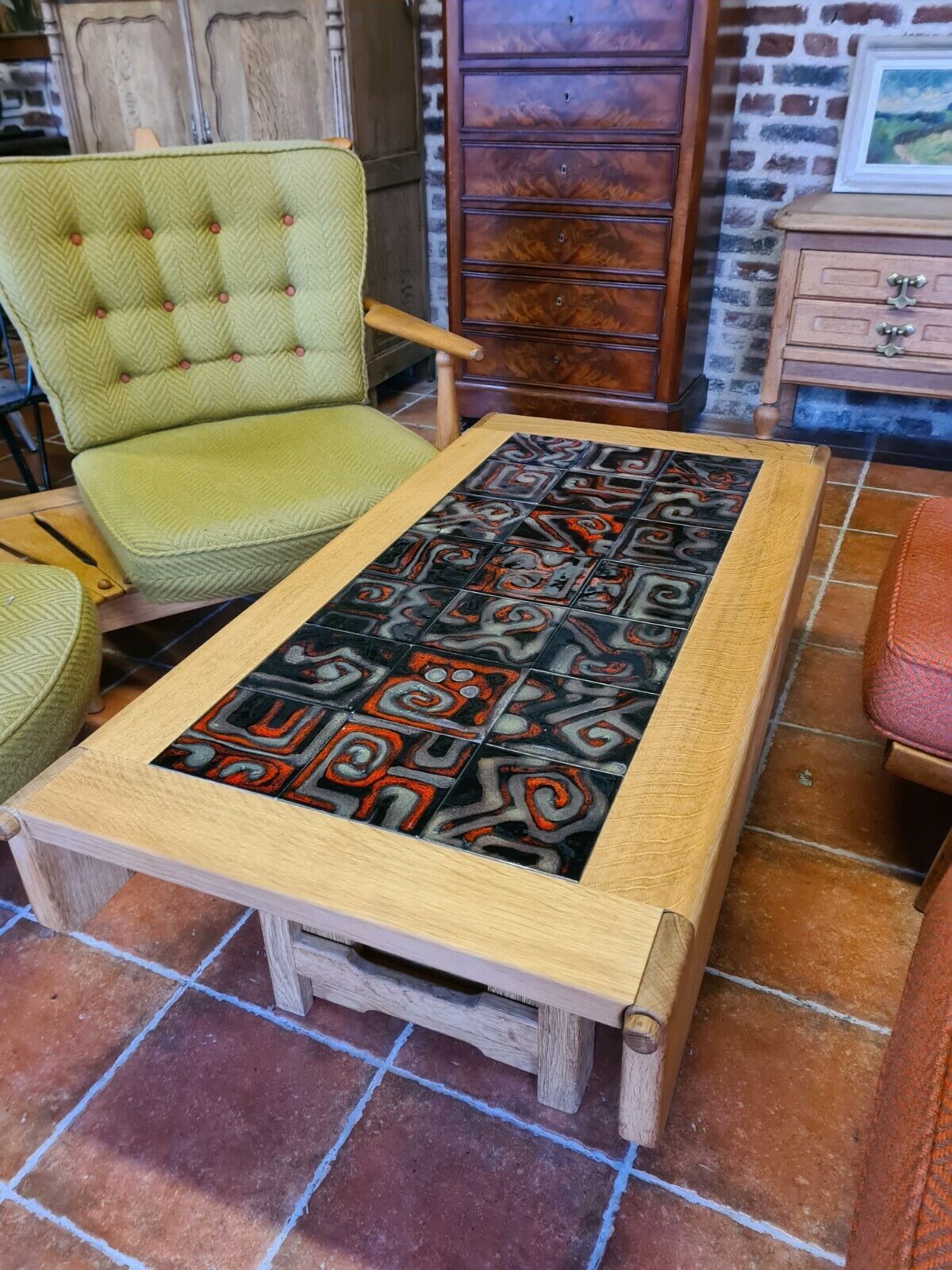 vintage modular table in oak GILLERME and CHAMBRON