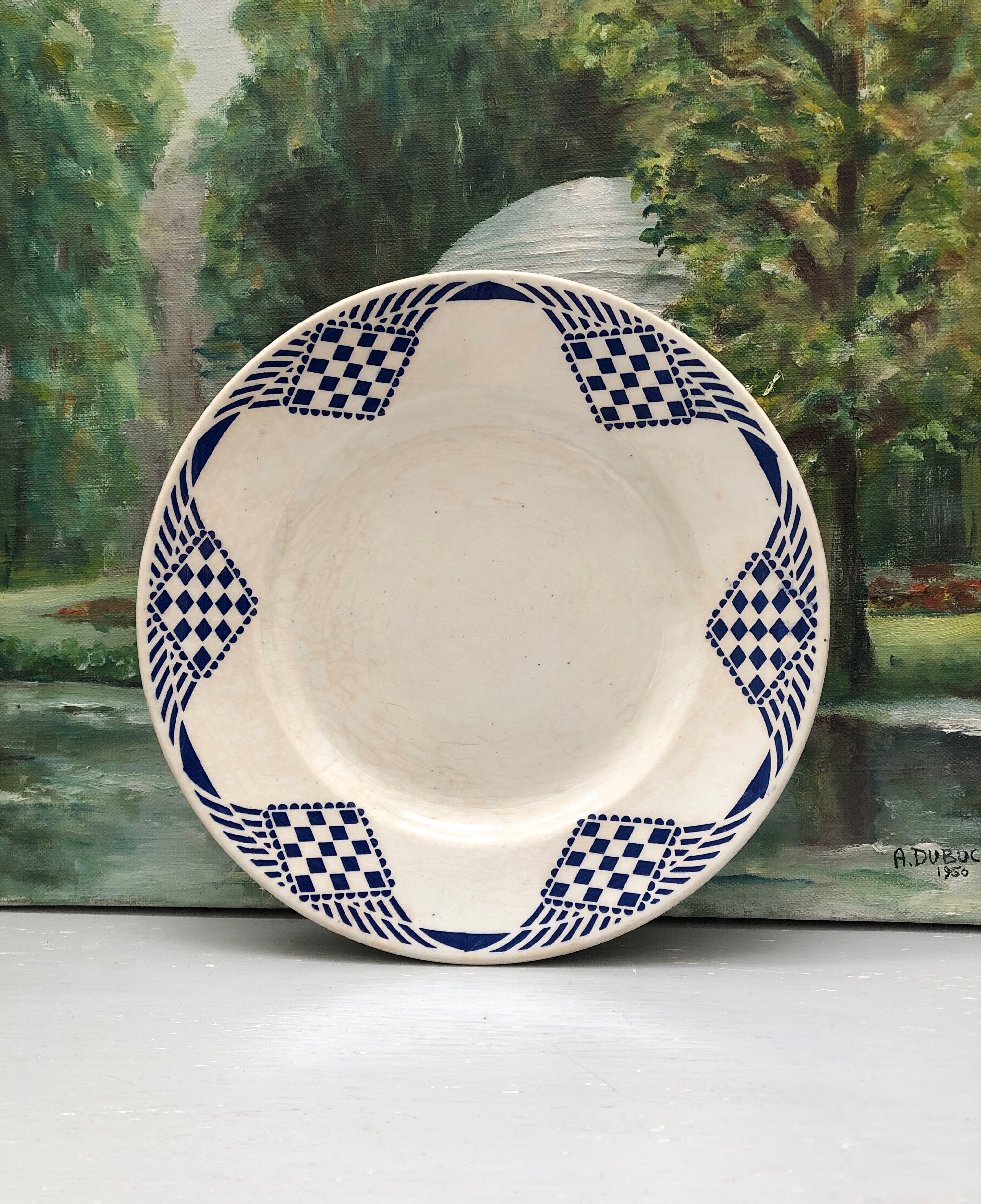 5 flat plates signed Moulin des loups Hamage Orchies Nord model Pantin.