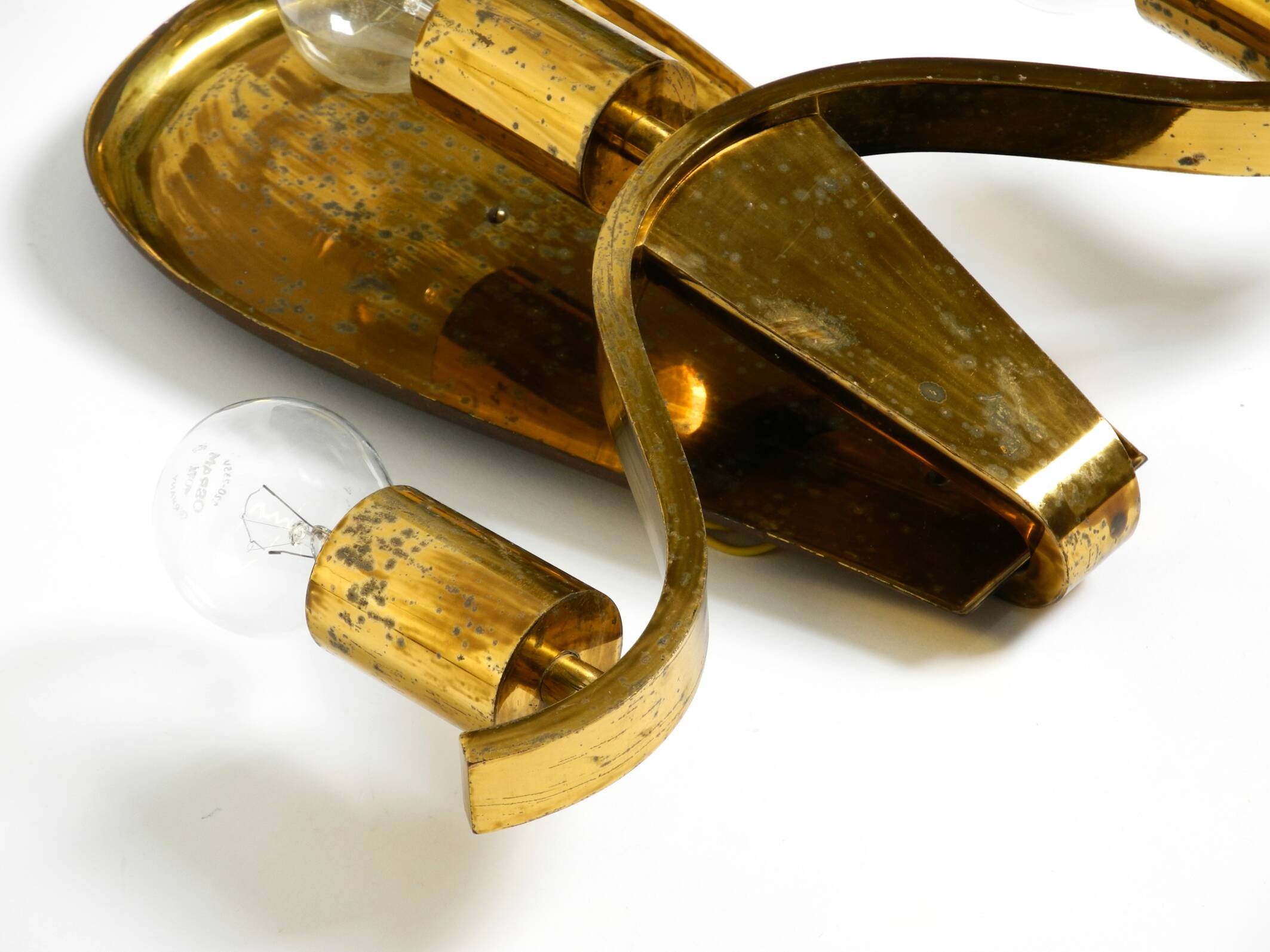 Large heavy Mid Century brass wall light from a German church