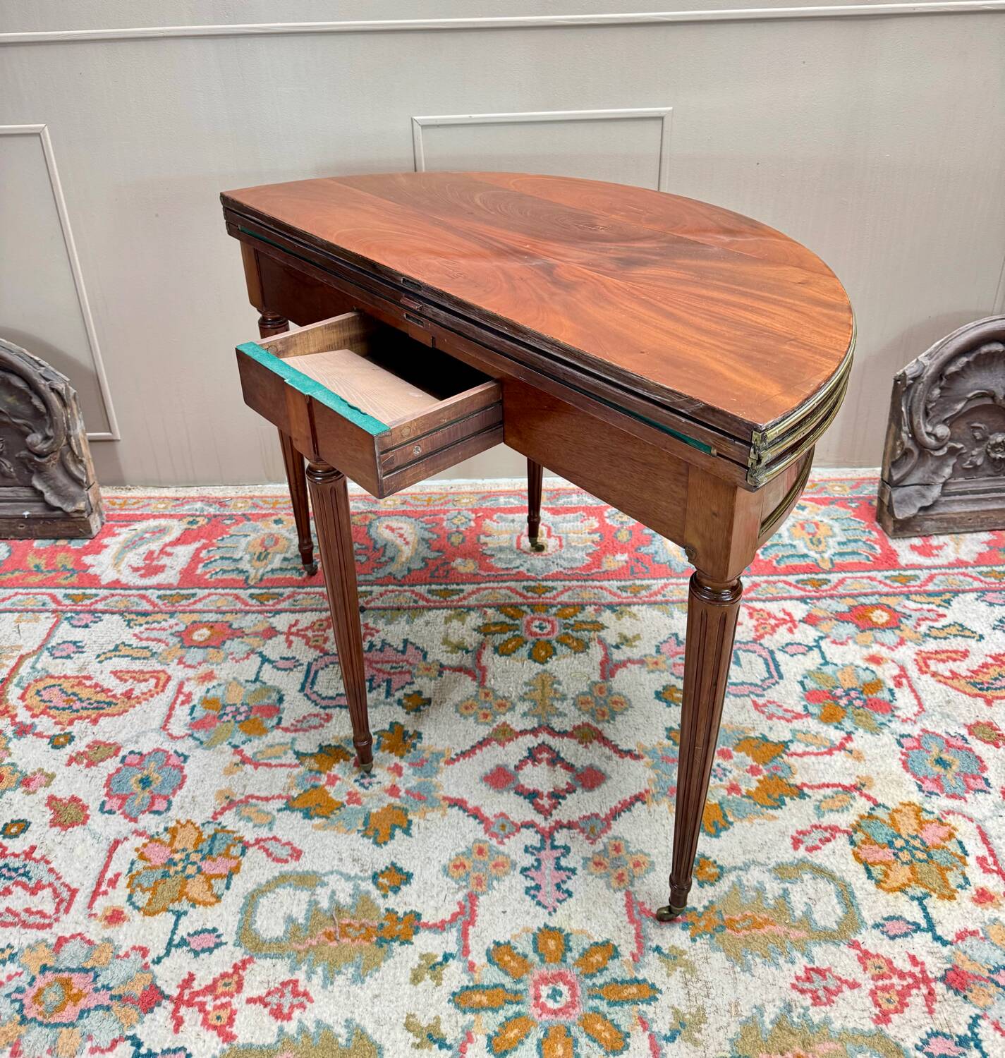 Louis XVI Style Mahogany Half Moon Table, 19th Century