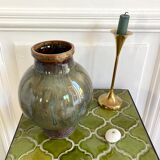 Vase ball glazed pottery signed