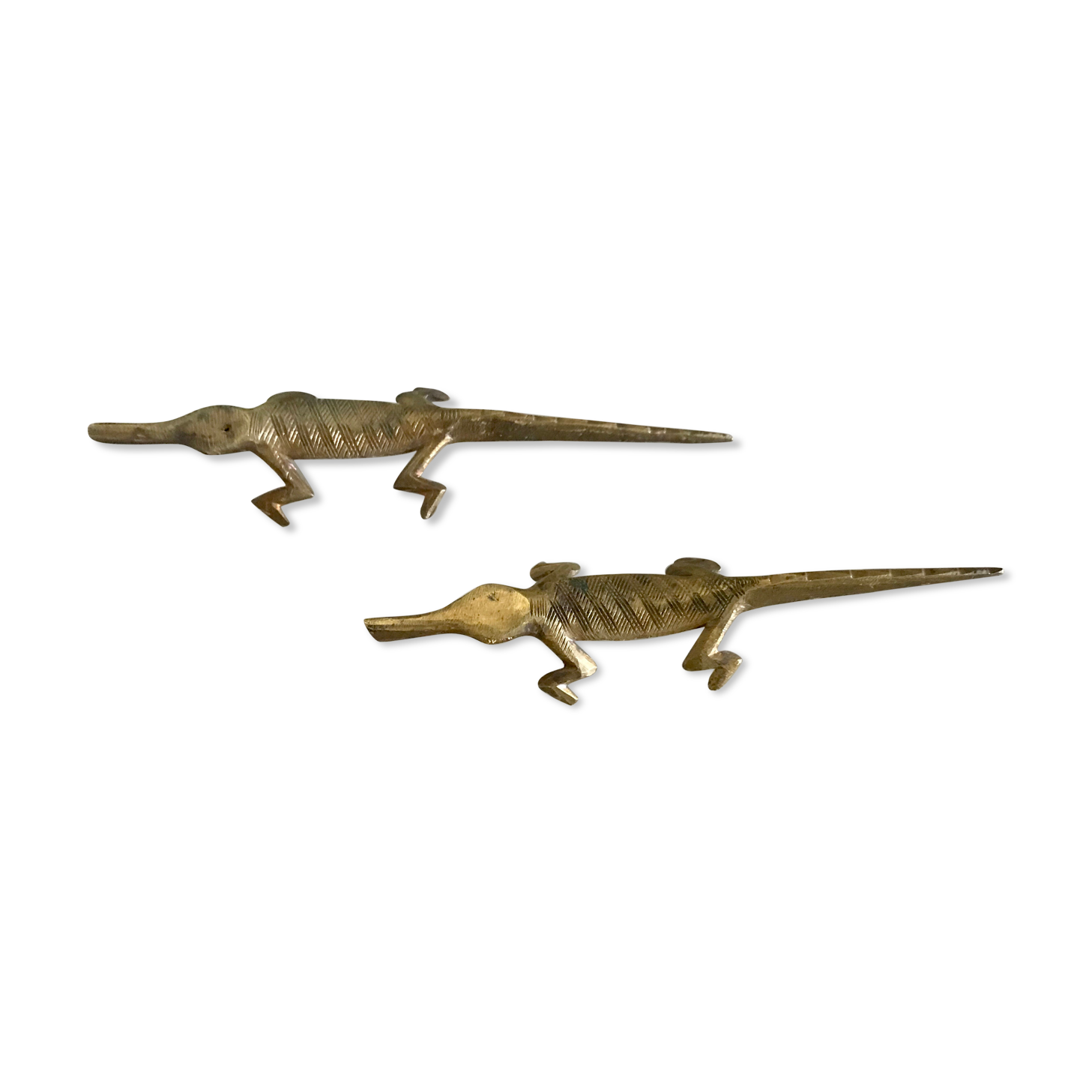 Couple of brass alligators