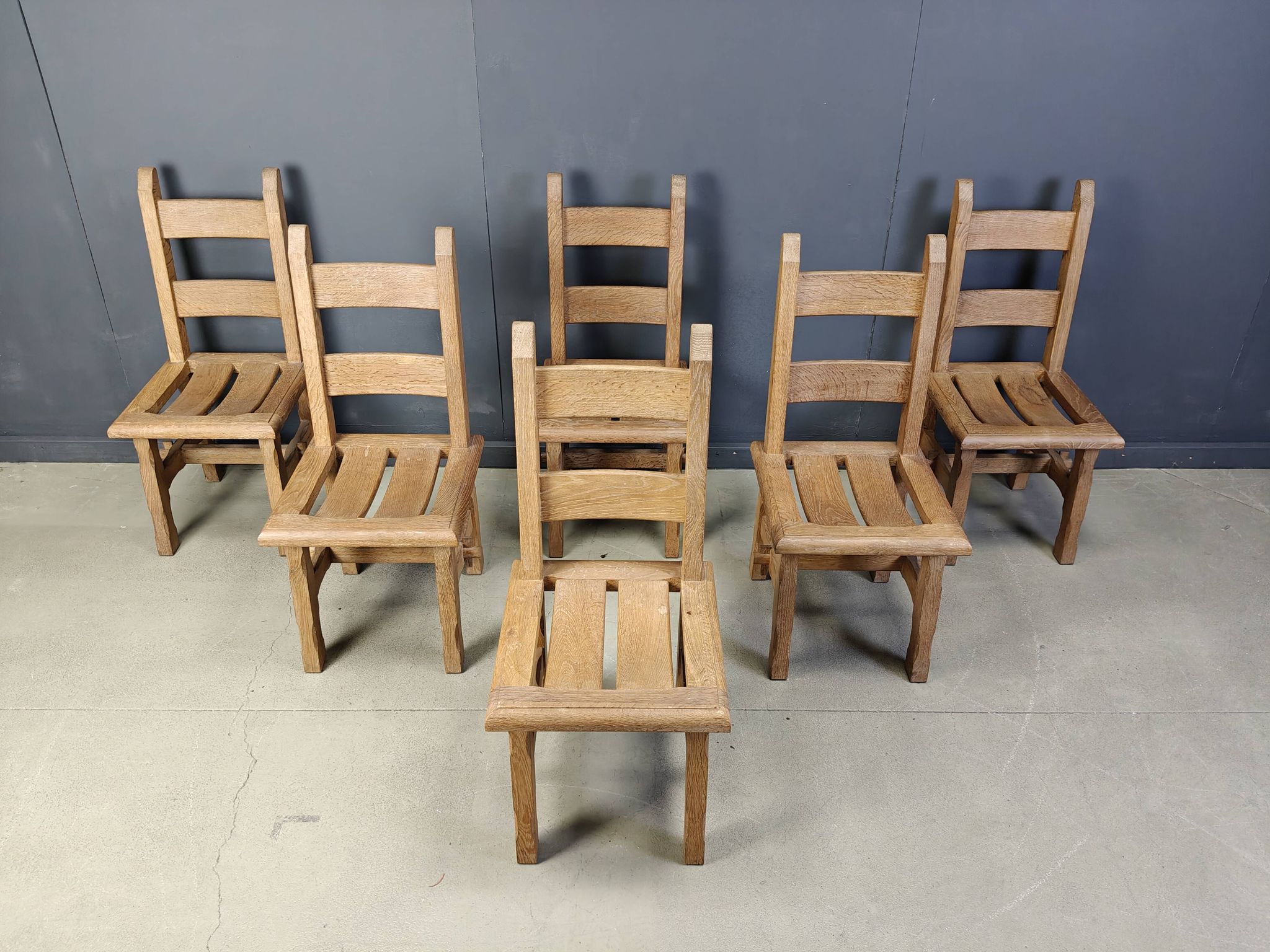 Vintage oak  brutalist dining chairs, 1960s
