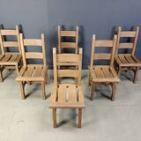 Vintage oak  brutalist dining chairs, 1960s