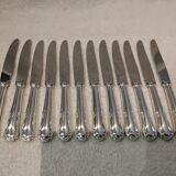 12 dessert knives with silver-plated metal handles, silversmith Ercuis Valencay