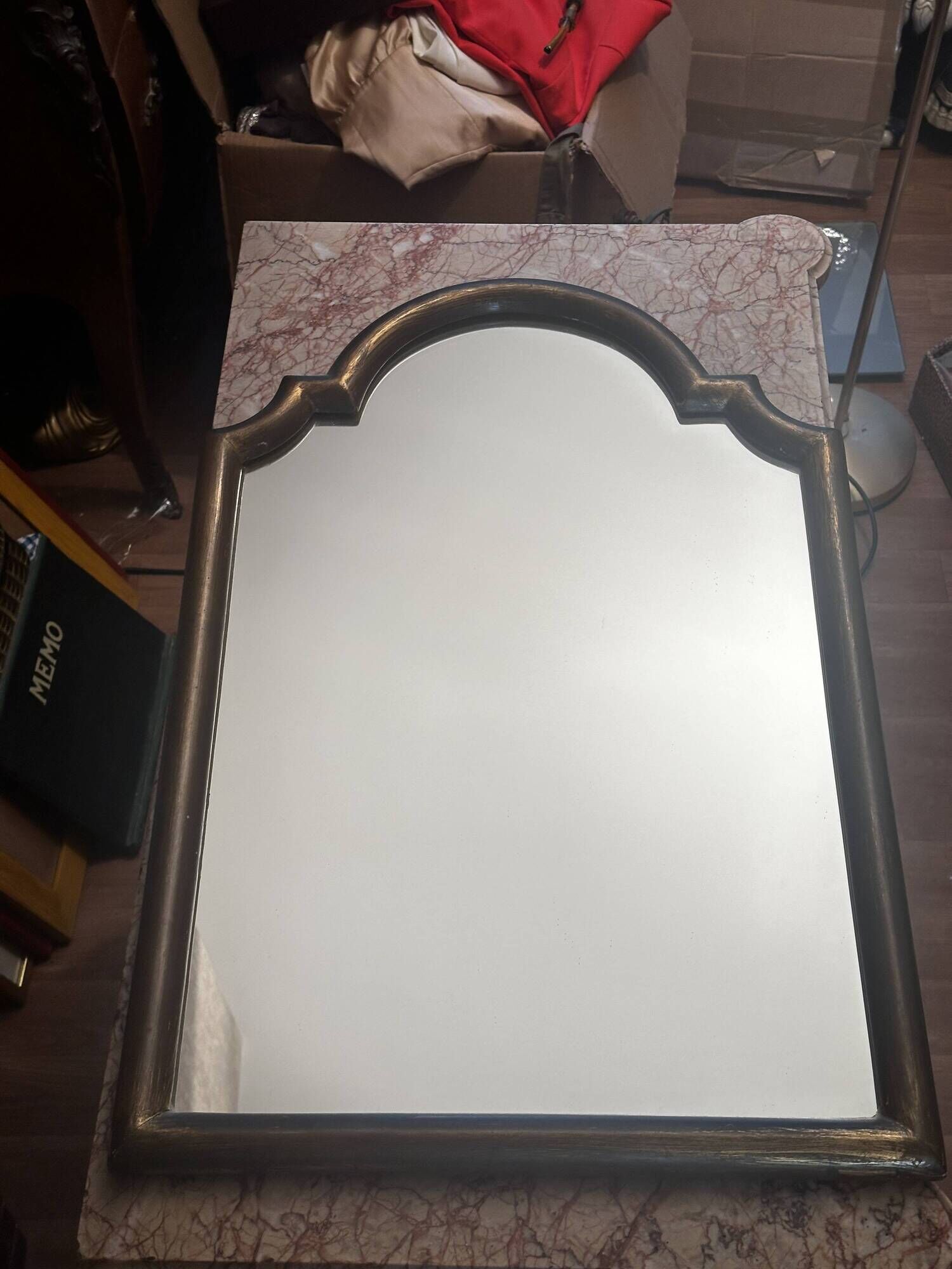 Antique gilded wooden mirror called gendarme hat h 64 / l 43.5 cm
