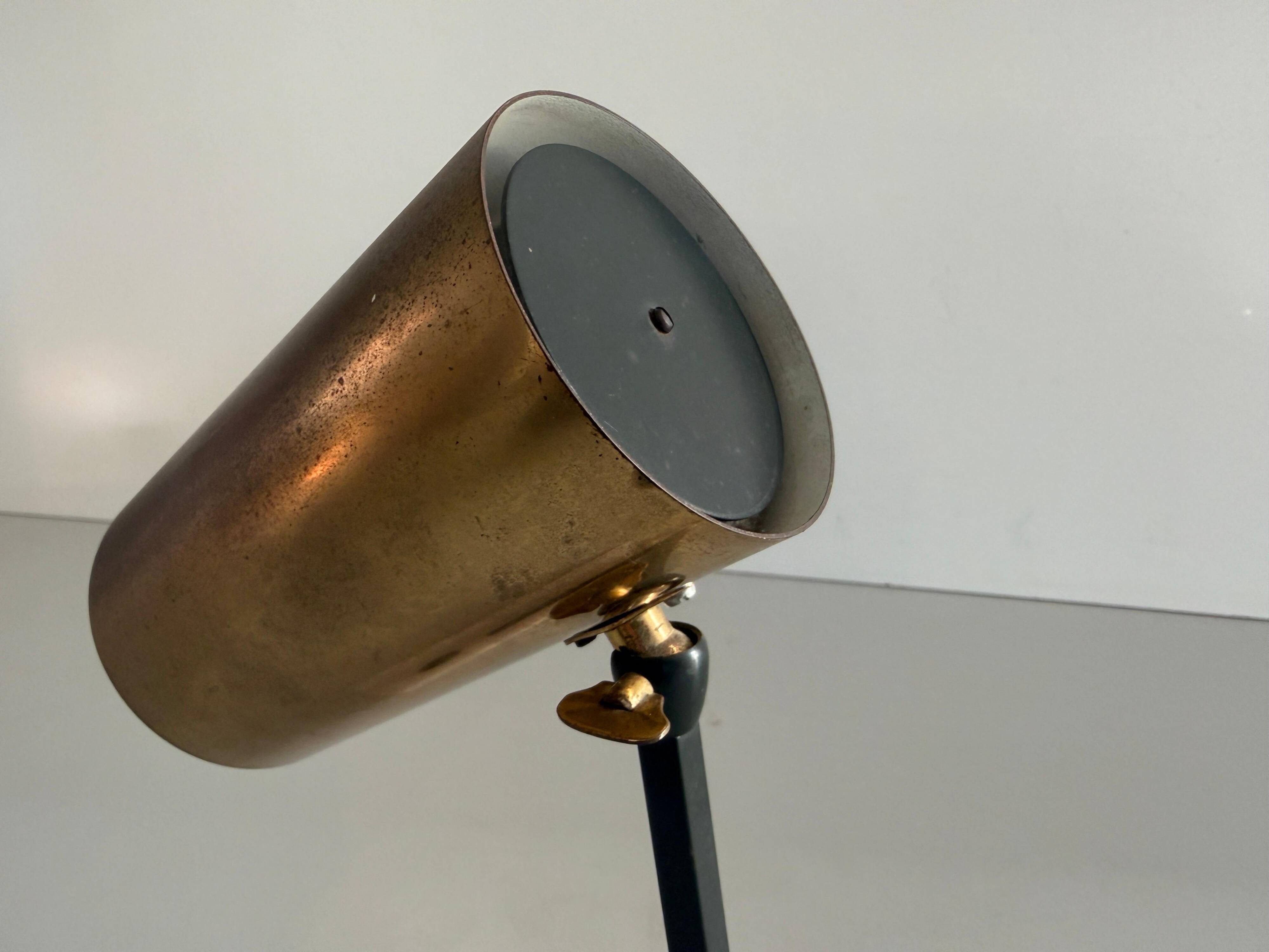 Lampe de bureau minimaliste à tête en laiton et base en marbre, années 1960, Allemagne