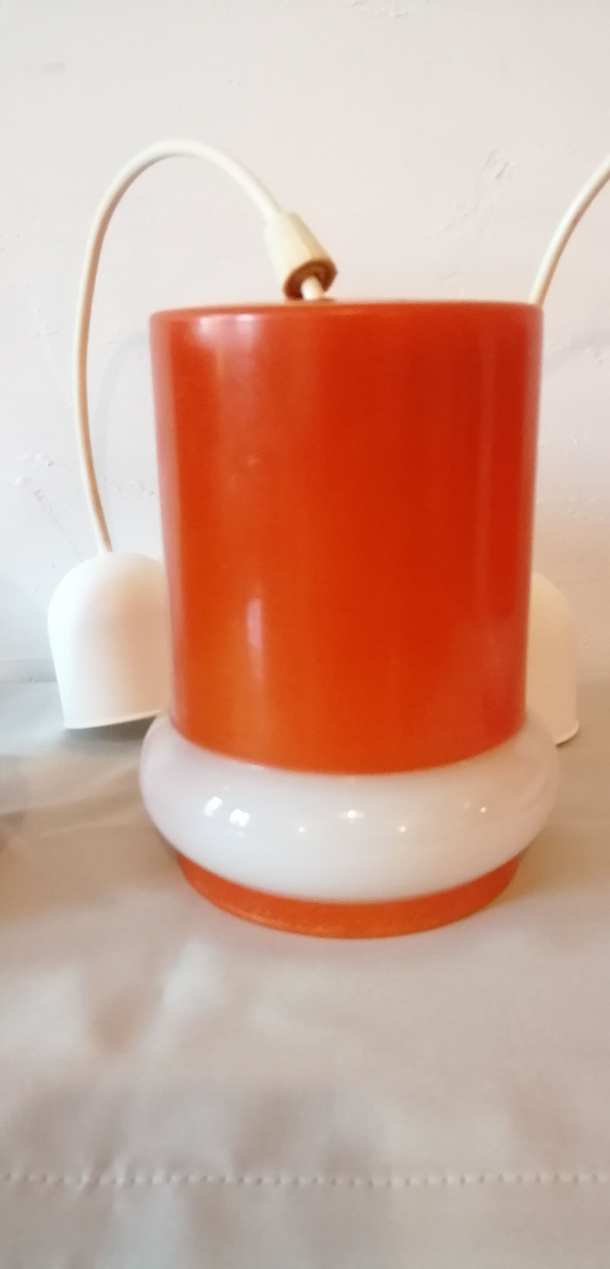 Set de 3 suspensions en opaline orange vintage