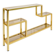 Vintage shelves in brass and smoked glass.