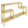 Vintage shelves in brass and smoked glass.