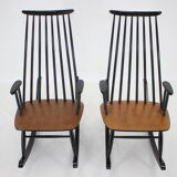 1960s Pair of Varjosen Puunjalostus Beech Rocking Chair, Finland