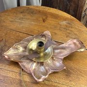 Lampe à poser, feuillage  en bronze rosé