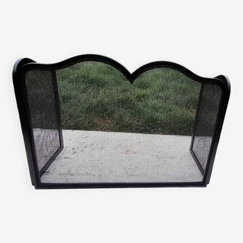 Fire screen in wrought iron mesh with 2 shutters H 49.5 cm