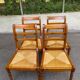 4 chaises de salle à manger en bois massif paillées 80s