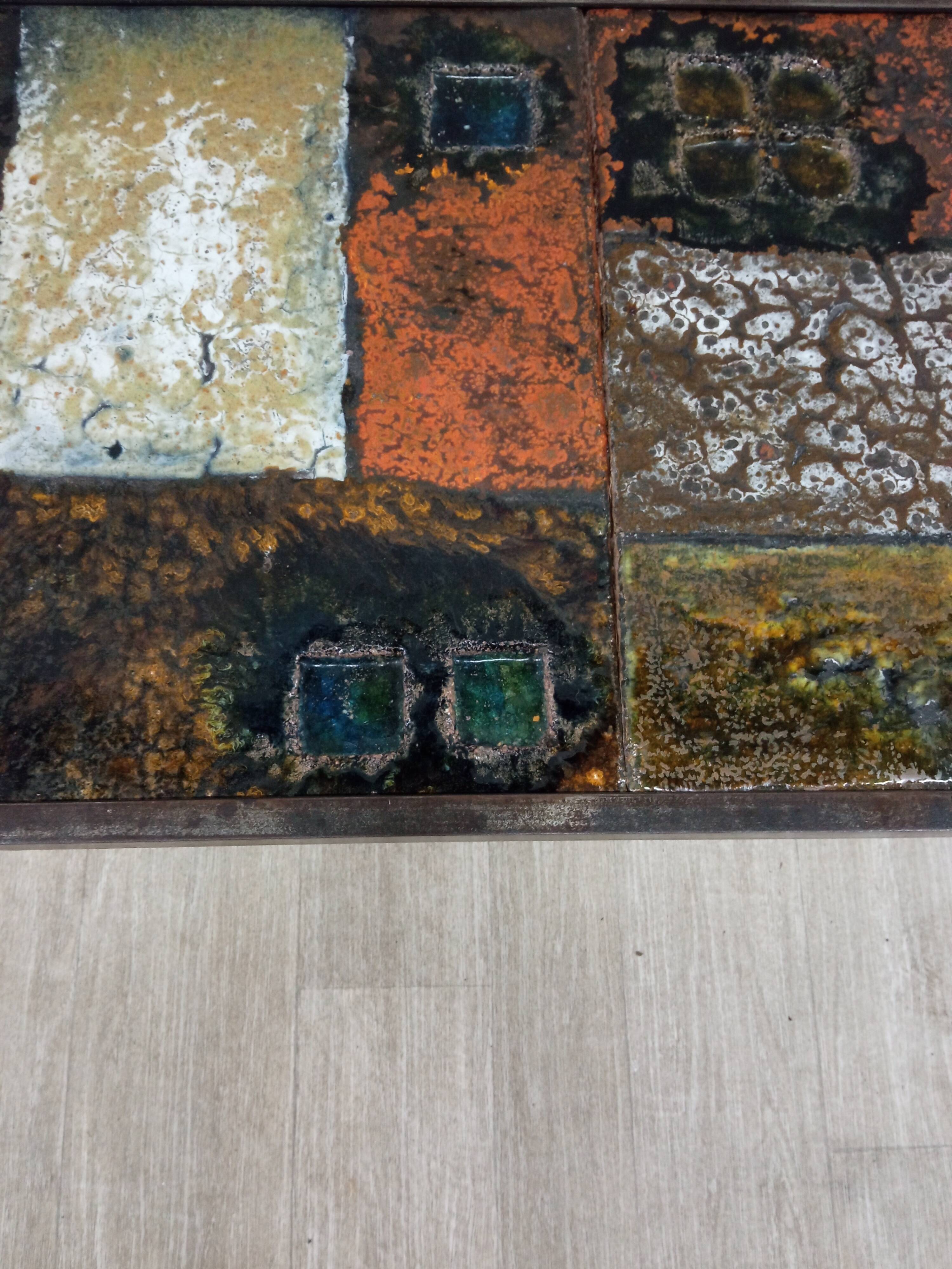 Coffee table in enamelled lava stone