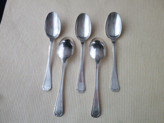 Set of 5 silver metal soup spoons Alfénide Model Tosca