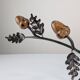 Signed Hand-Forged Iron & Wood Acorn Coat Rack, 1960s