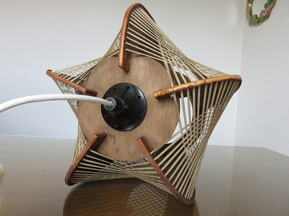 Pair of Scandinavian wire and wood 60s 70s suspensions