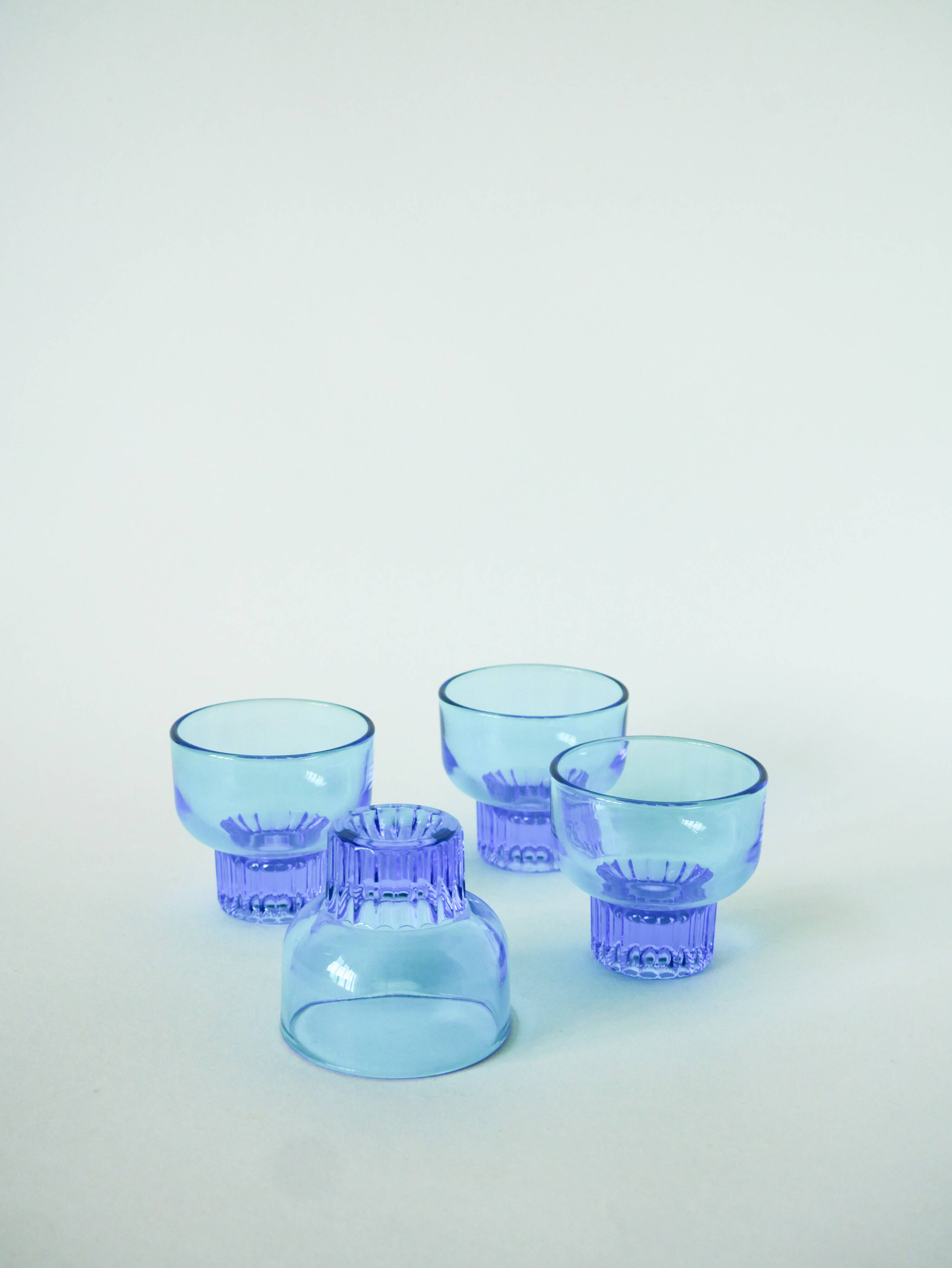Set of 4 small glasses, Turquoise, 1970