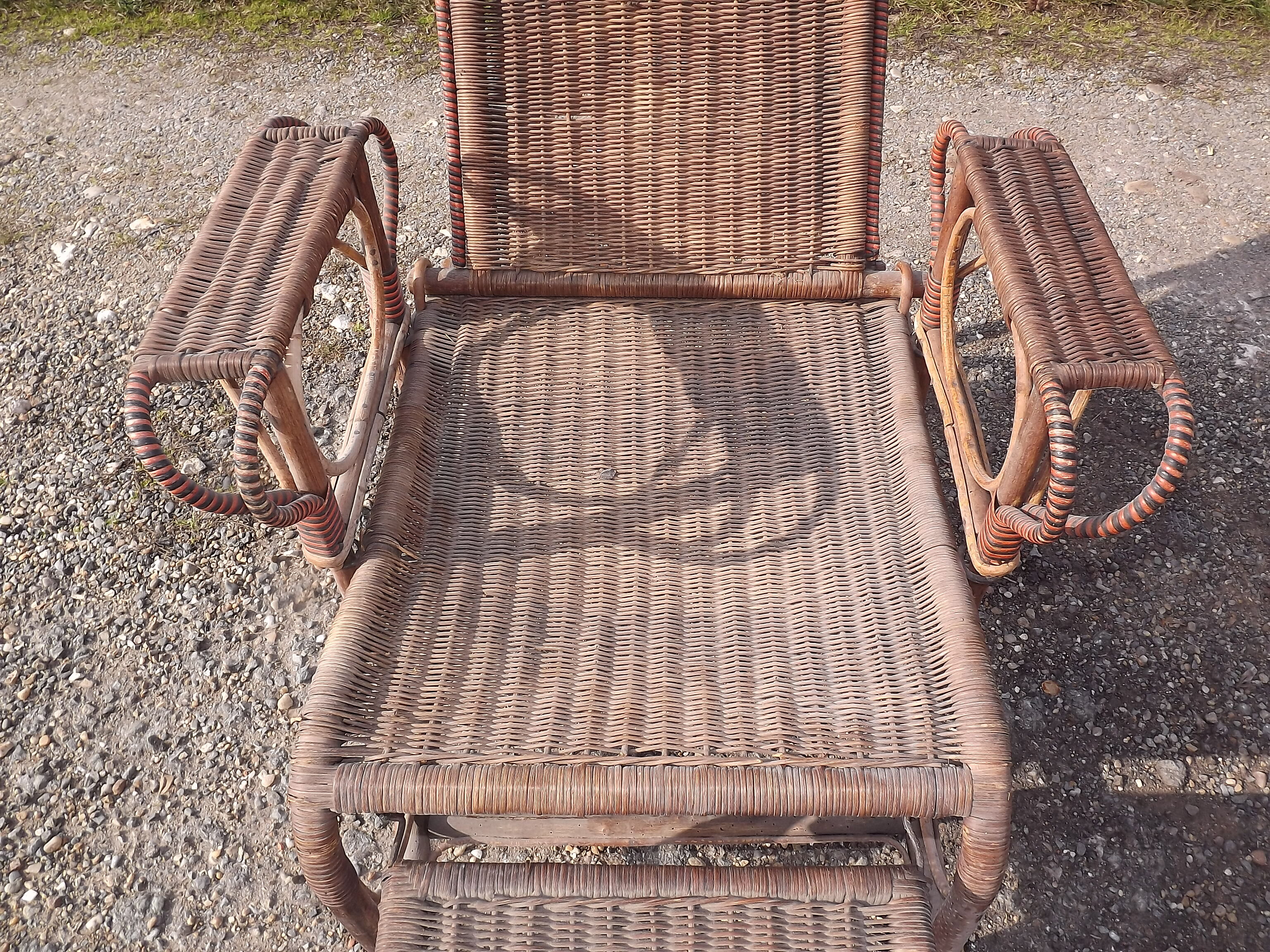 Wicker and rattan armchair 1900