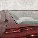 Showcase low glass beveled exotic wood