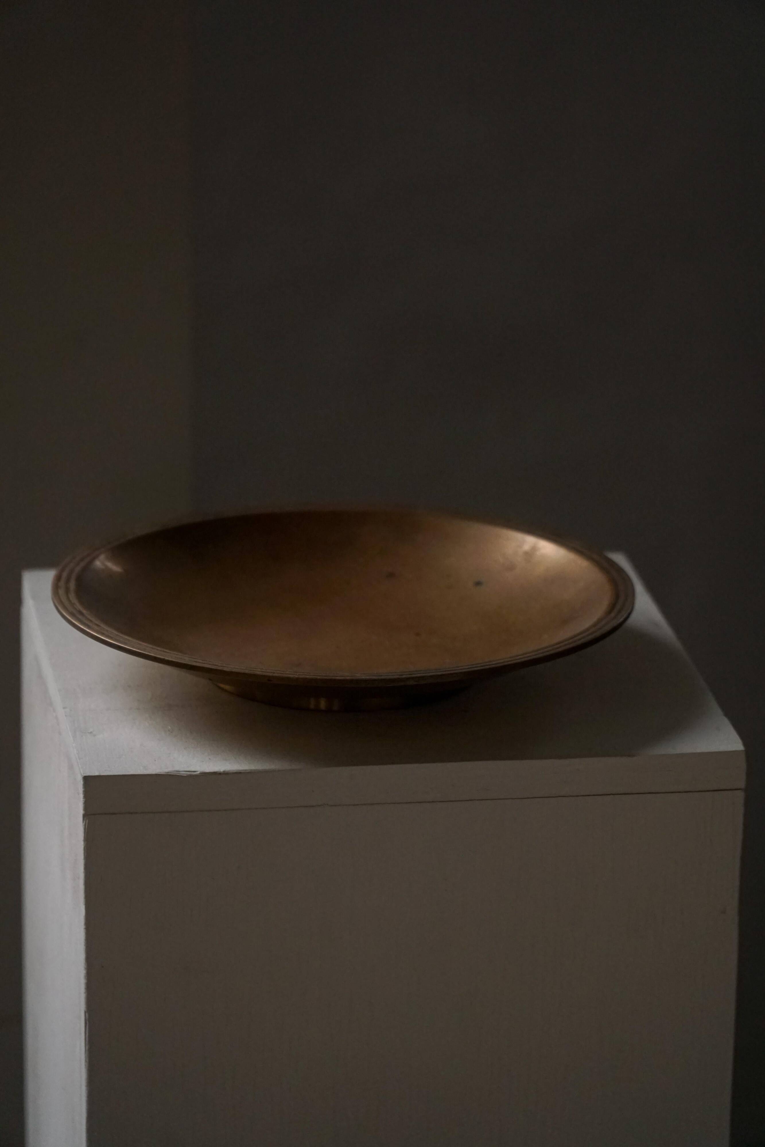 Danish Art Deco bronze bowl patinated by Just Andersen, "Just B-2025 DENMARK"