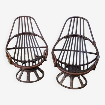 Fauteuils en bambou pivotants