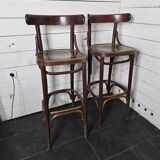 Paire de tabourets de bar à dossier