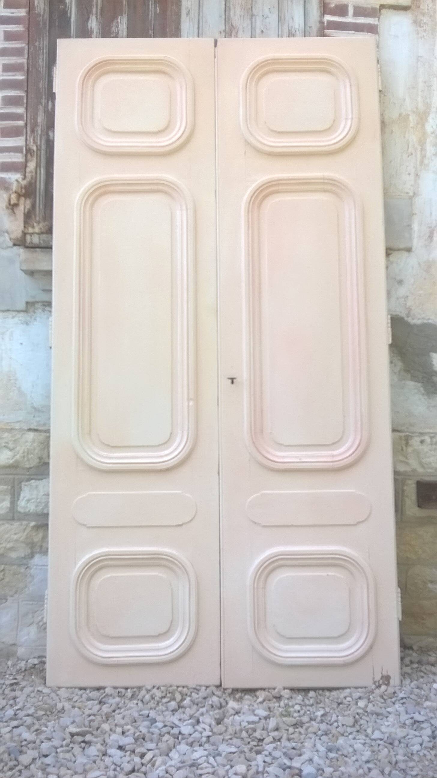 Set of large double old molded cupboard doors