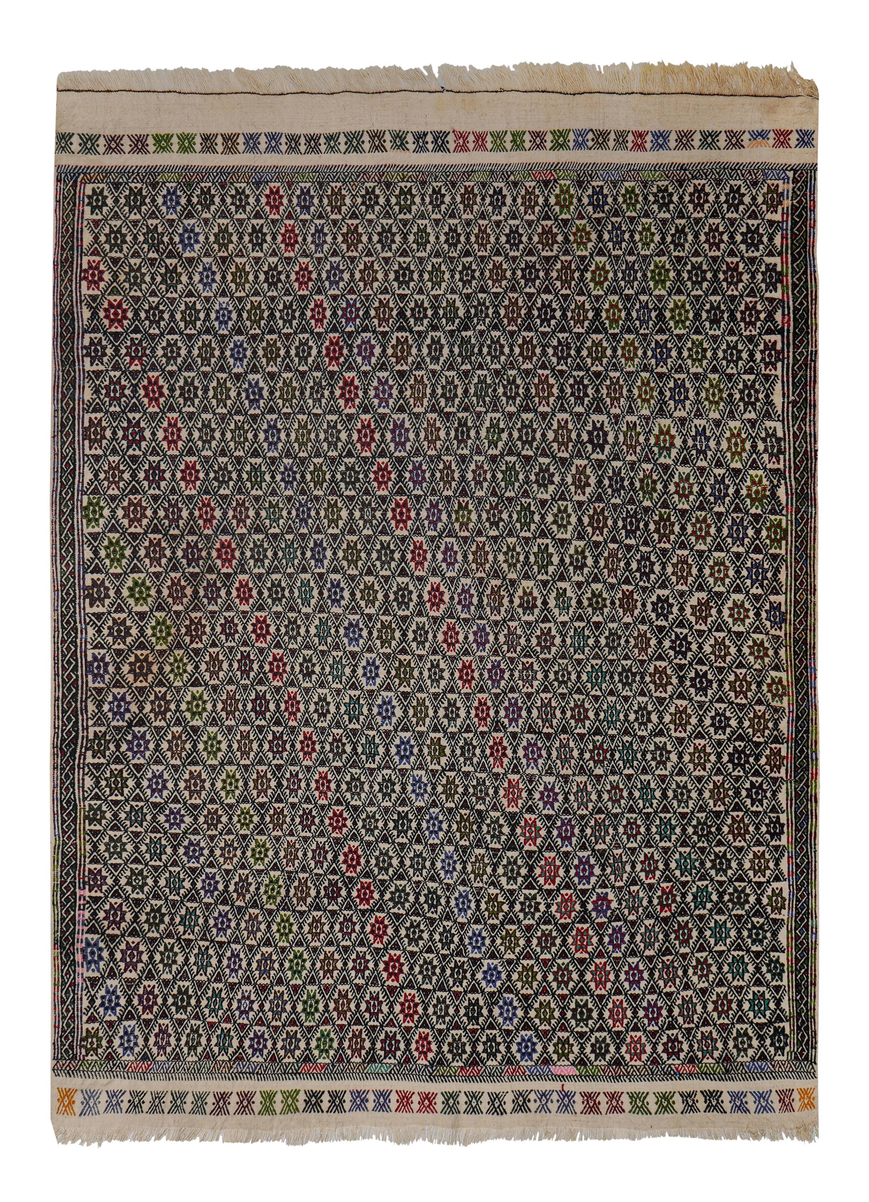 Vintage Turkish Oushak Handwoven Rug 147x211 cm