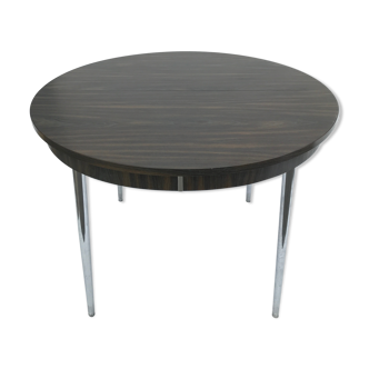 Table ronde en palissandre extensible années 50-60