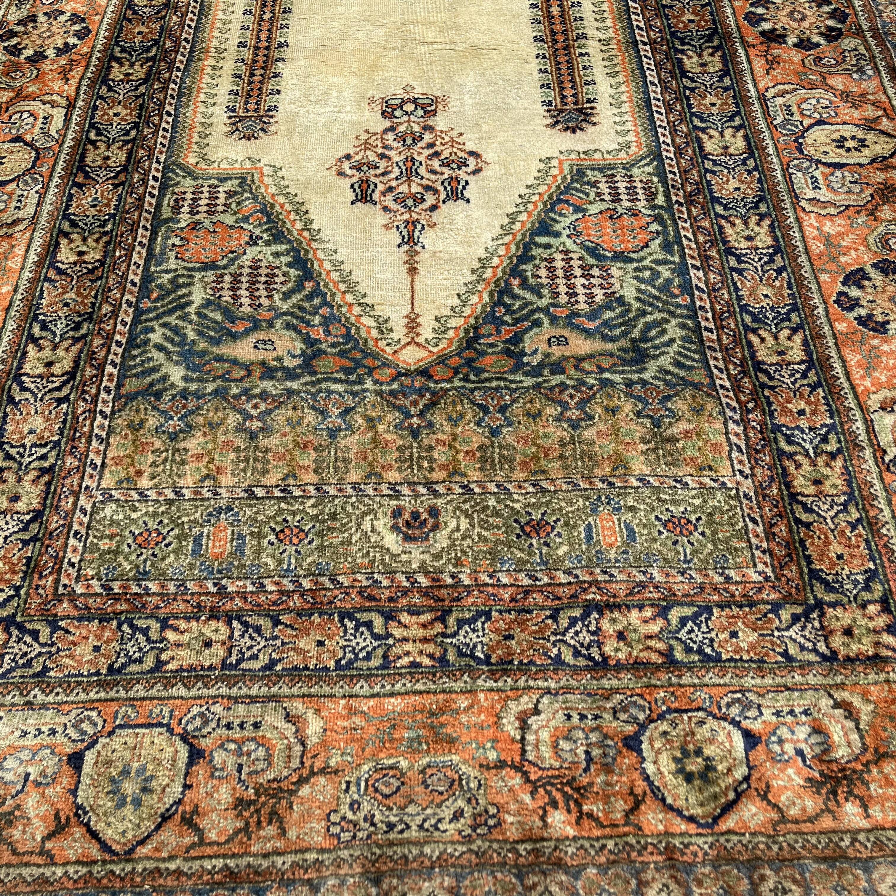 Vintage Turkish Silk & Wool  Rug , 186 x 120 cm