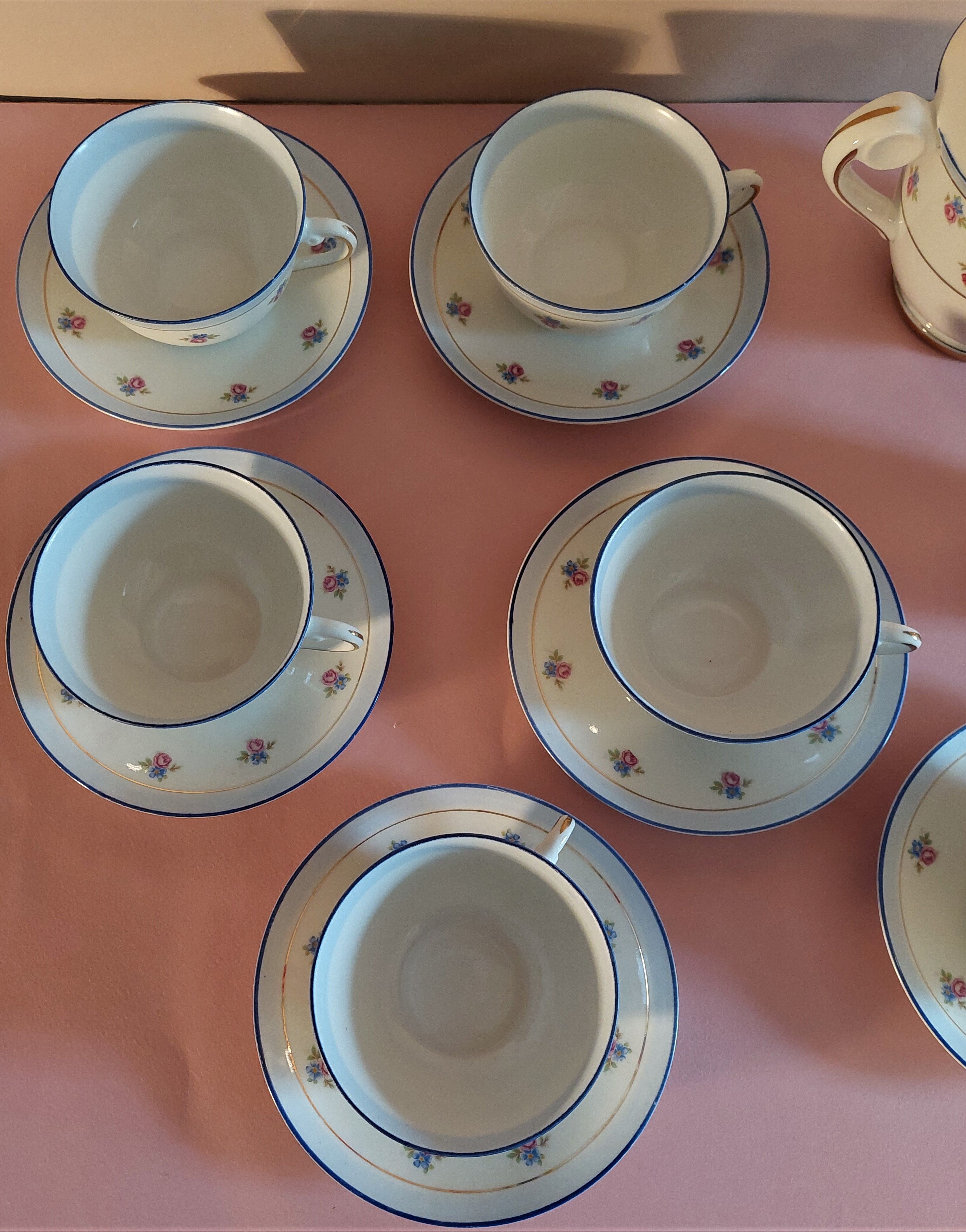 Chauvigny porcelain tea set six cups