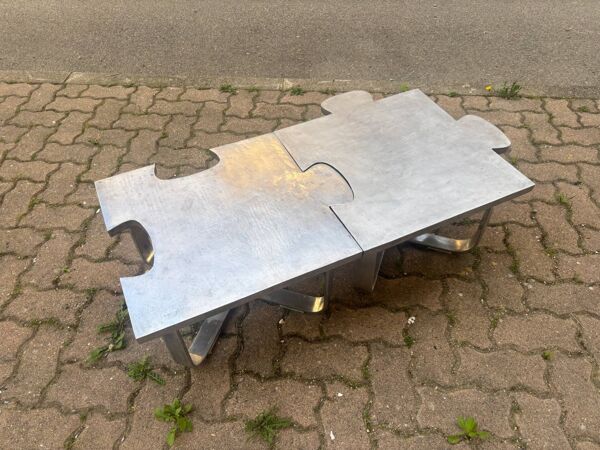 Paire de tables basses puzzle artisanales