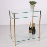 Hollywood Regency side table with gold-colored legs