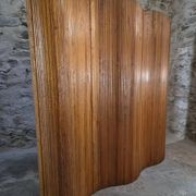 Large French folding screen in pine, room divider, 1950s, attributed to Baumann.