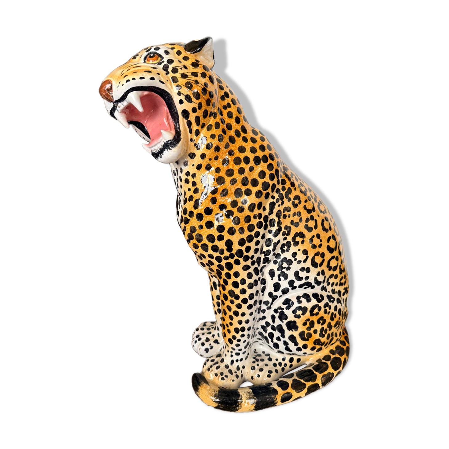 Leopard, Italian sculpture in glazed ceramic.