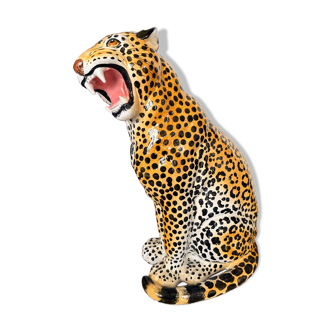 Leopard, Italian sculpture in glazed ceramic.