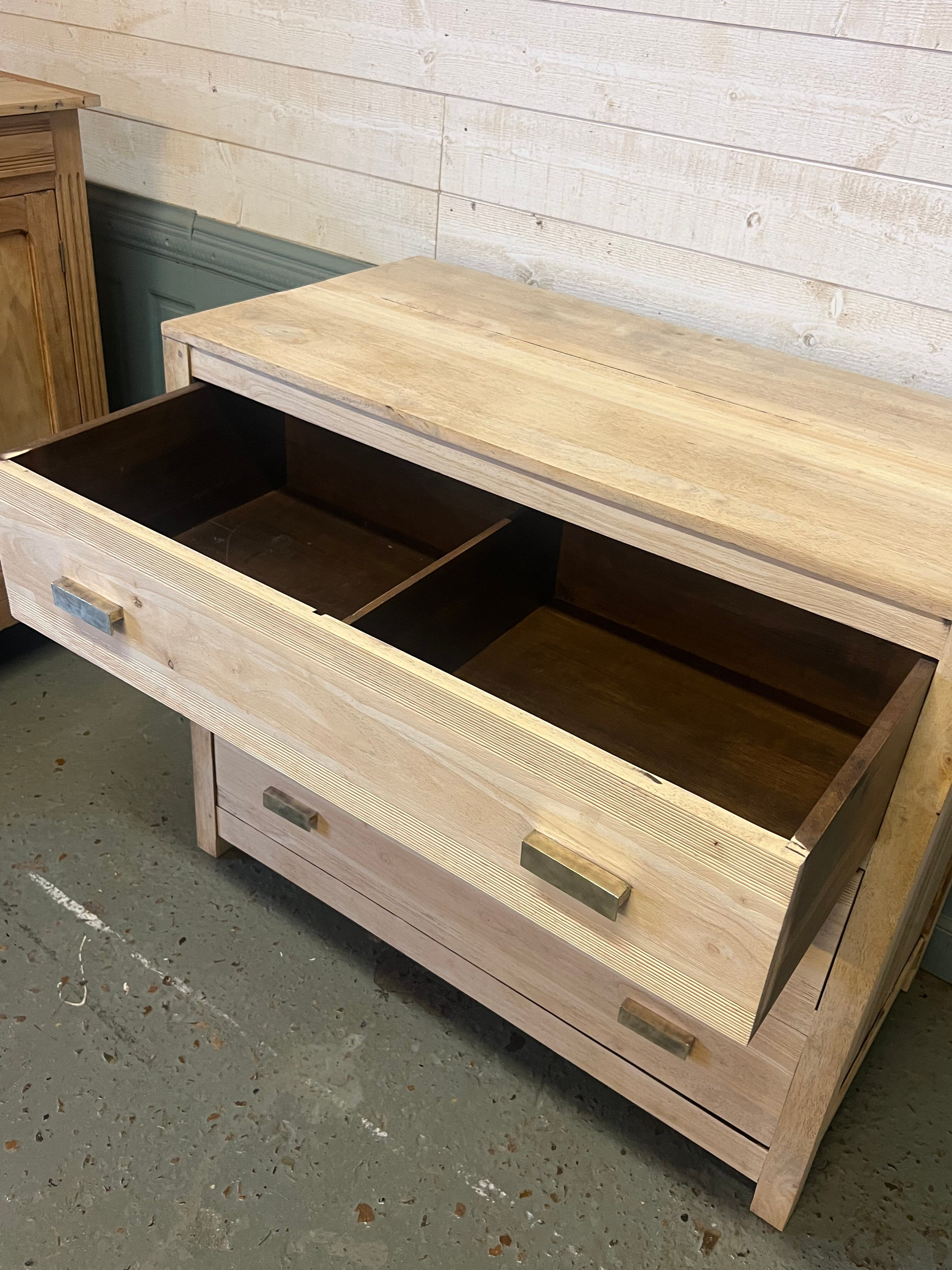 Exotic wood chest of drawers 1980 bronze handles
