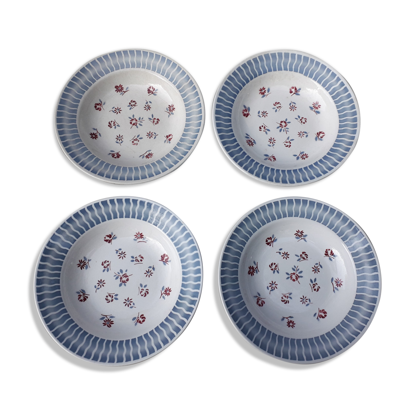 4 hollow plates sarreguemines décor anjou