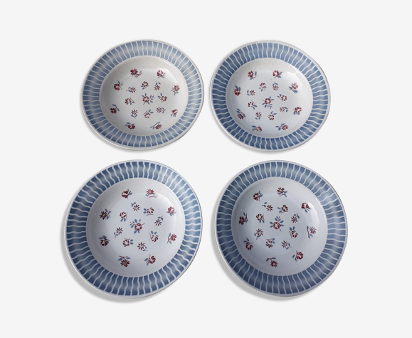 4 assiettes creuses Sarreguemines décor anjou