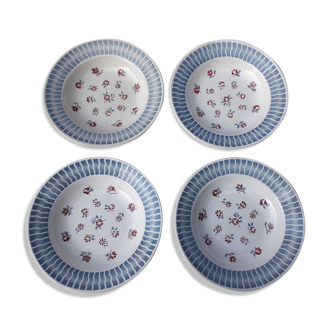 4 hollow plates sarreguemines décor anjou