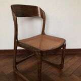 Series of 4 sleigh chairs in wicker, by Baumann