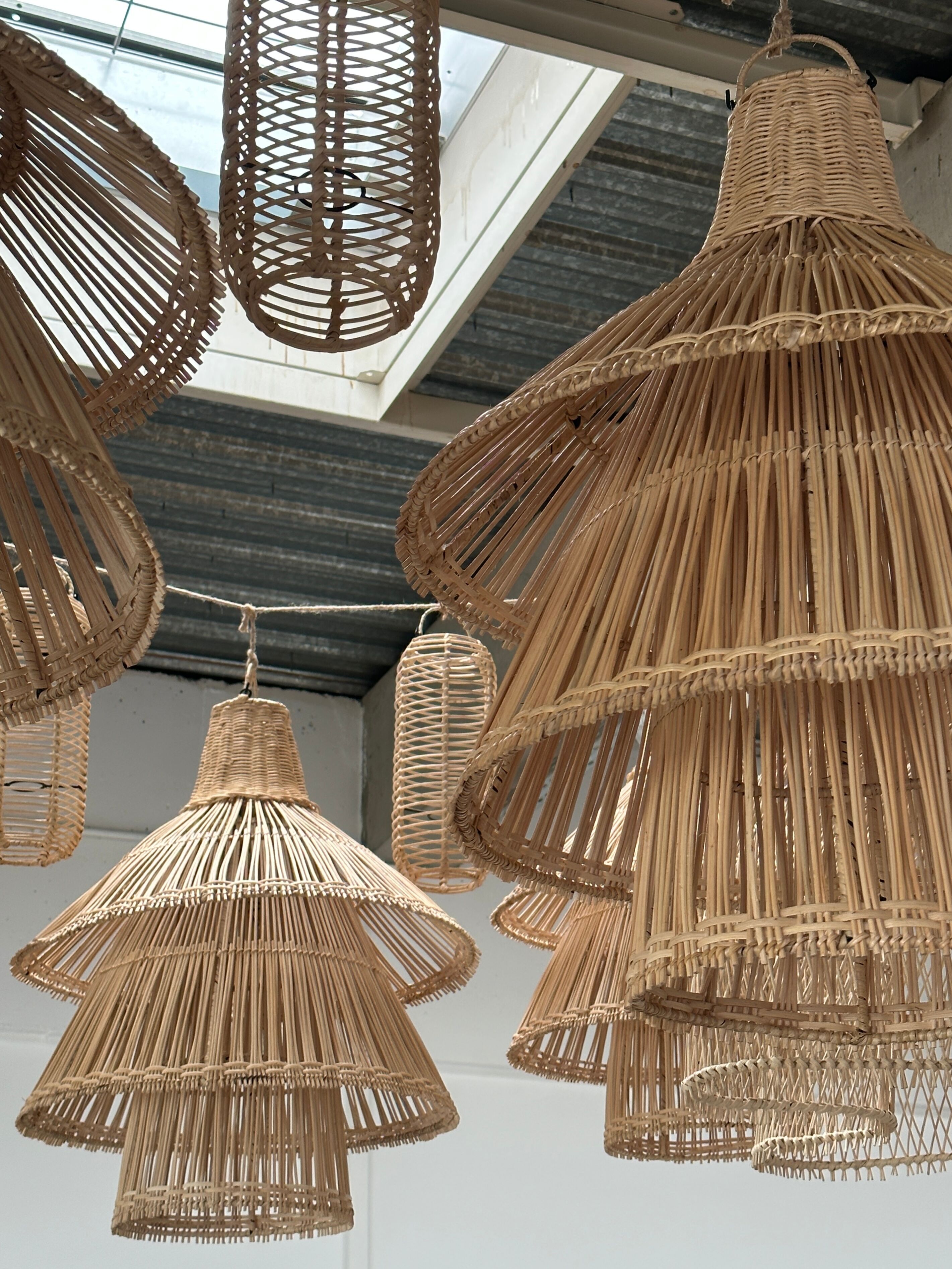 Rattan pendant lamp or light in the shape of an Asian lantern
