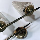 Applique double vintage • acier, laiton & verre • 1950