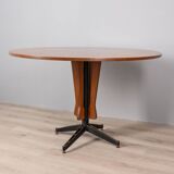 Round vintage wooden table from the 1960s designed by carlo ratti for lissoni