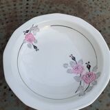 Set of two art deco porcelain dishes, limoges france, BRB, pink flowers