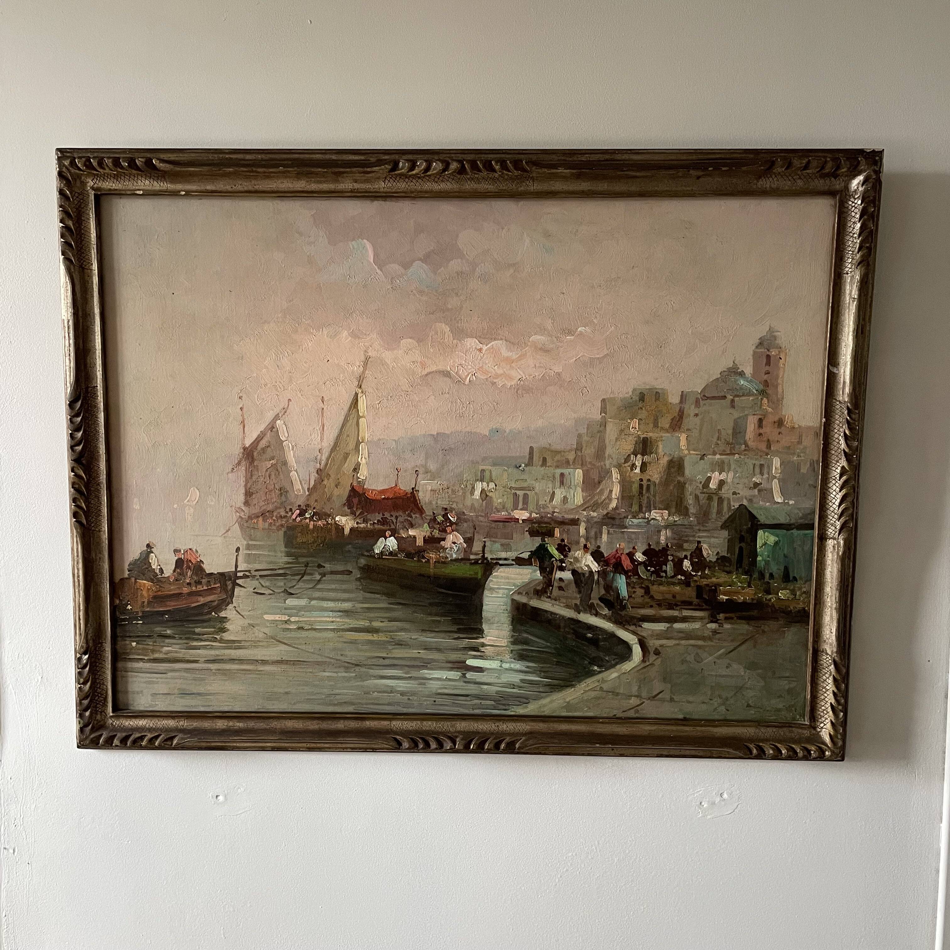 Oil on canvas "Italian Port"